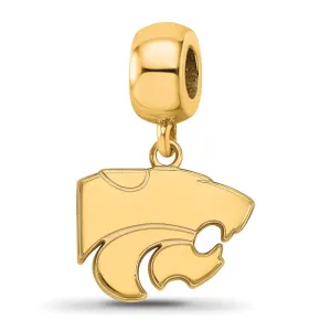 Sterling Silver Gold-plated LogoArt Kansas State University Wildcat Small Dangle Bead Charm