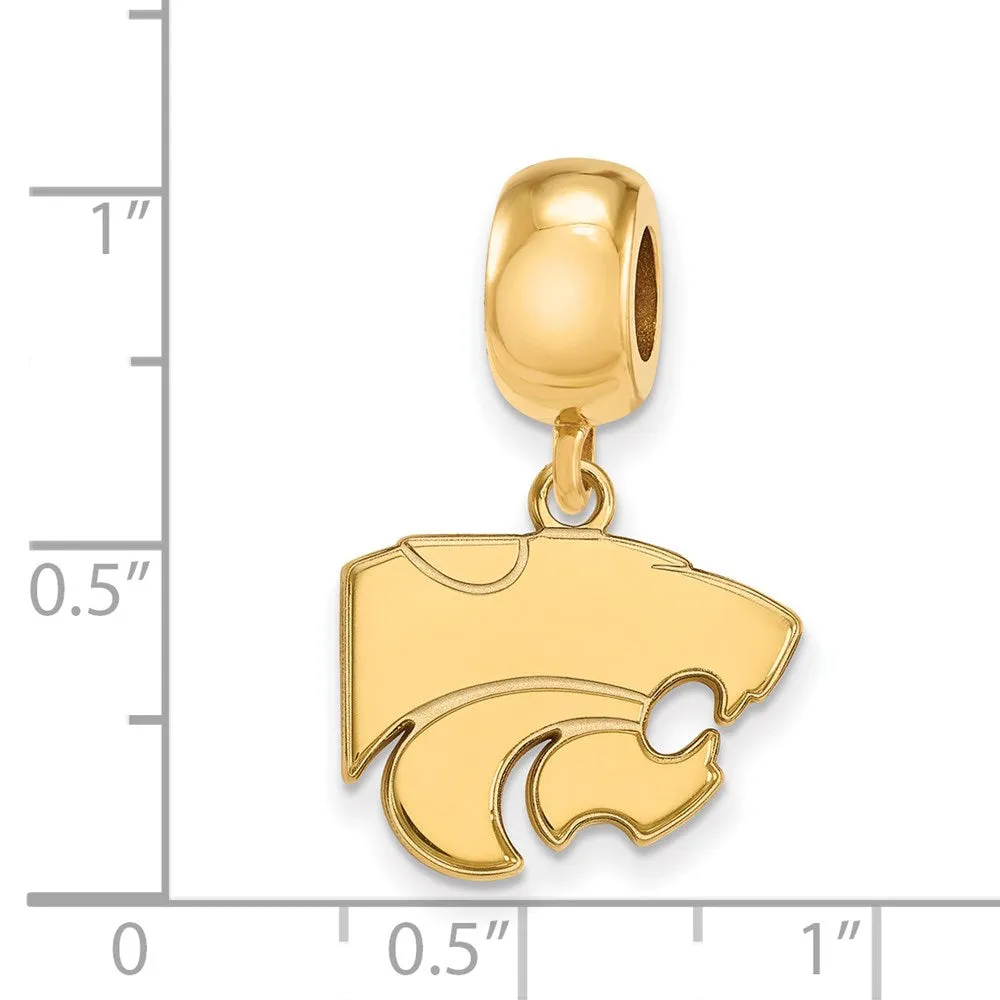 Sterling Silver Gold-plated LogoArt Kansas State University Wildcat Small Dangle Bead Charm