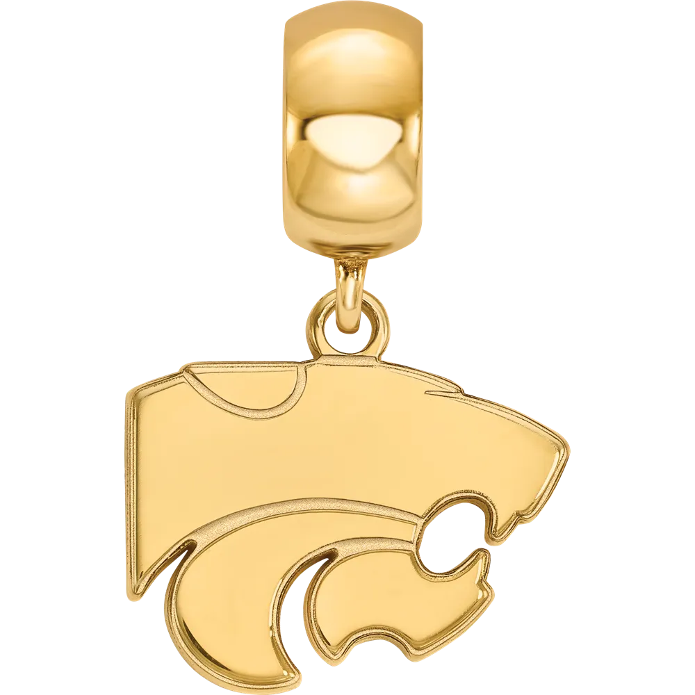 Sterling Silver Gold-plated LogoArt Kansas State University Wildcat Small Dangle Bead Charm