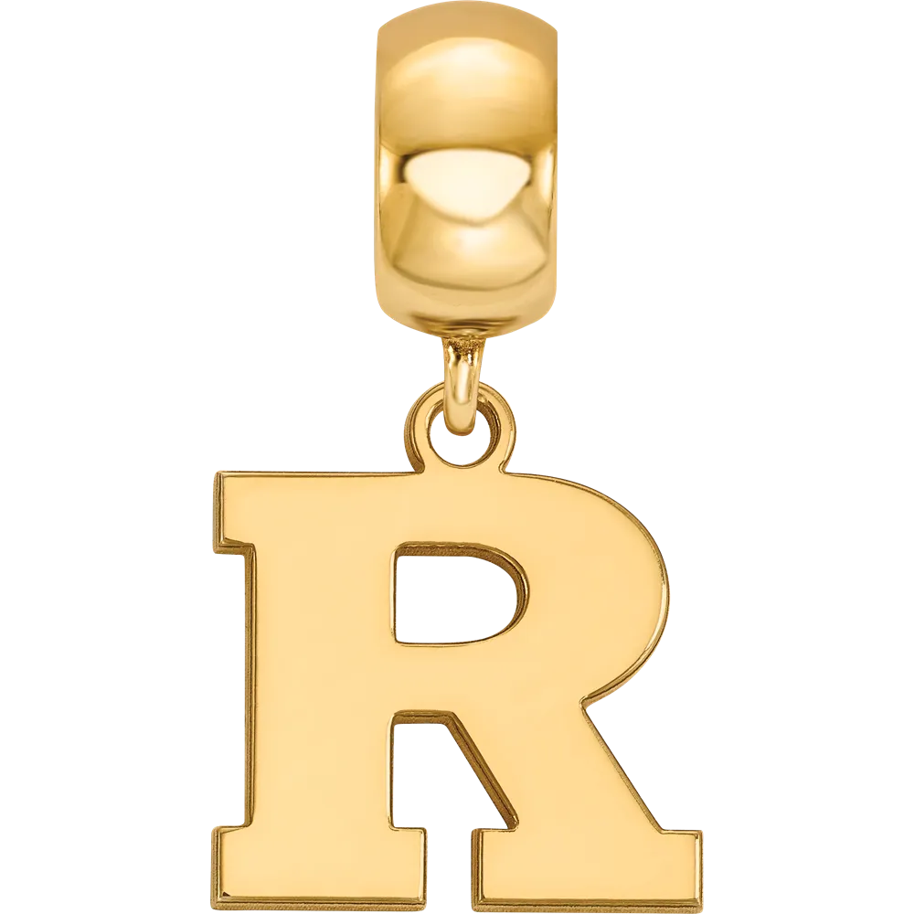 Sterling Silver Gold-plated LogoArt Rutgers University Letter R Small Dangle Bead Charm