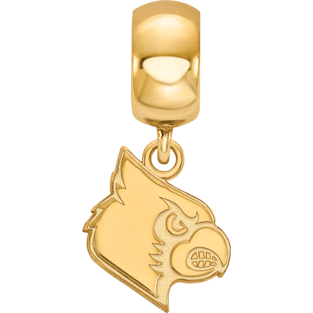 Sterling Silver Gold-plated LogoArt University of Louisville Cardinal Small Dangle Bead Charm