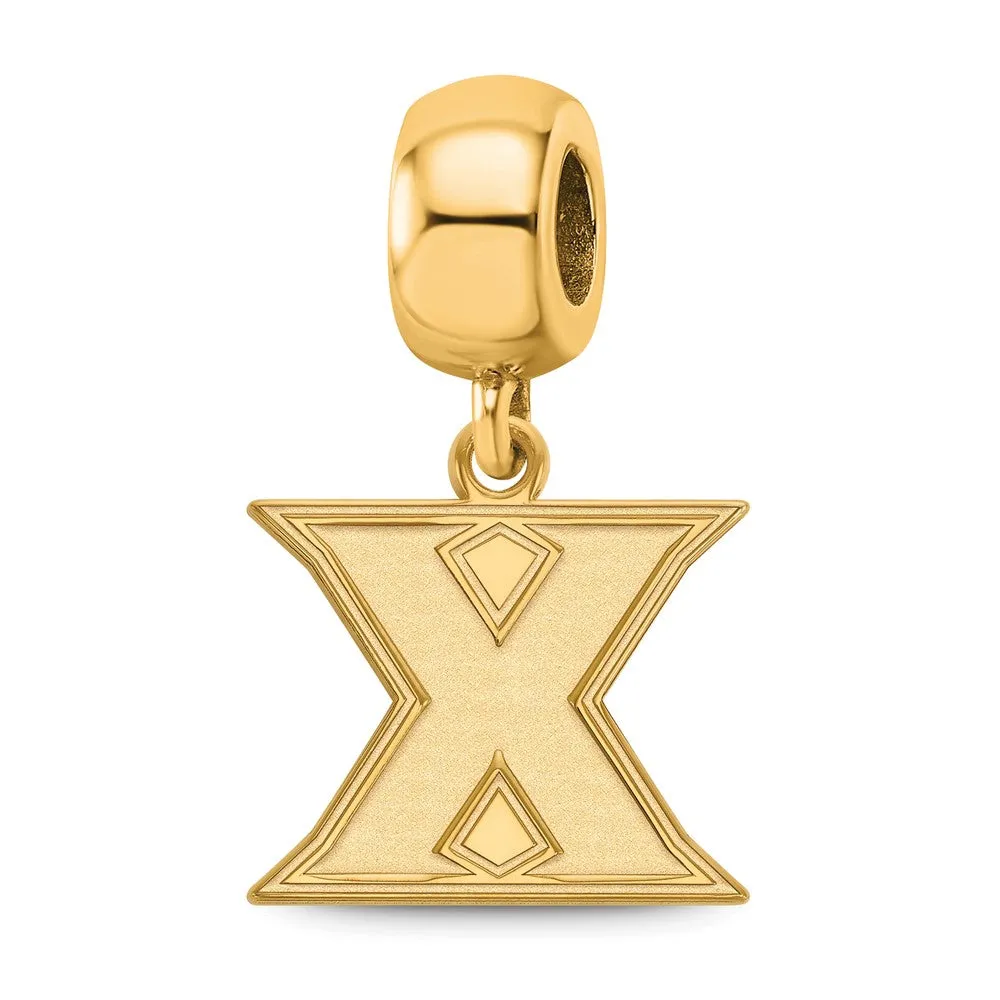Sterling Silver Gold-plated LogoArt Xavier University Letter X Small Dangle Bead Charm