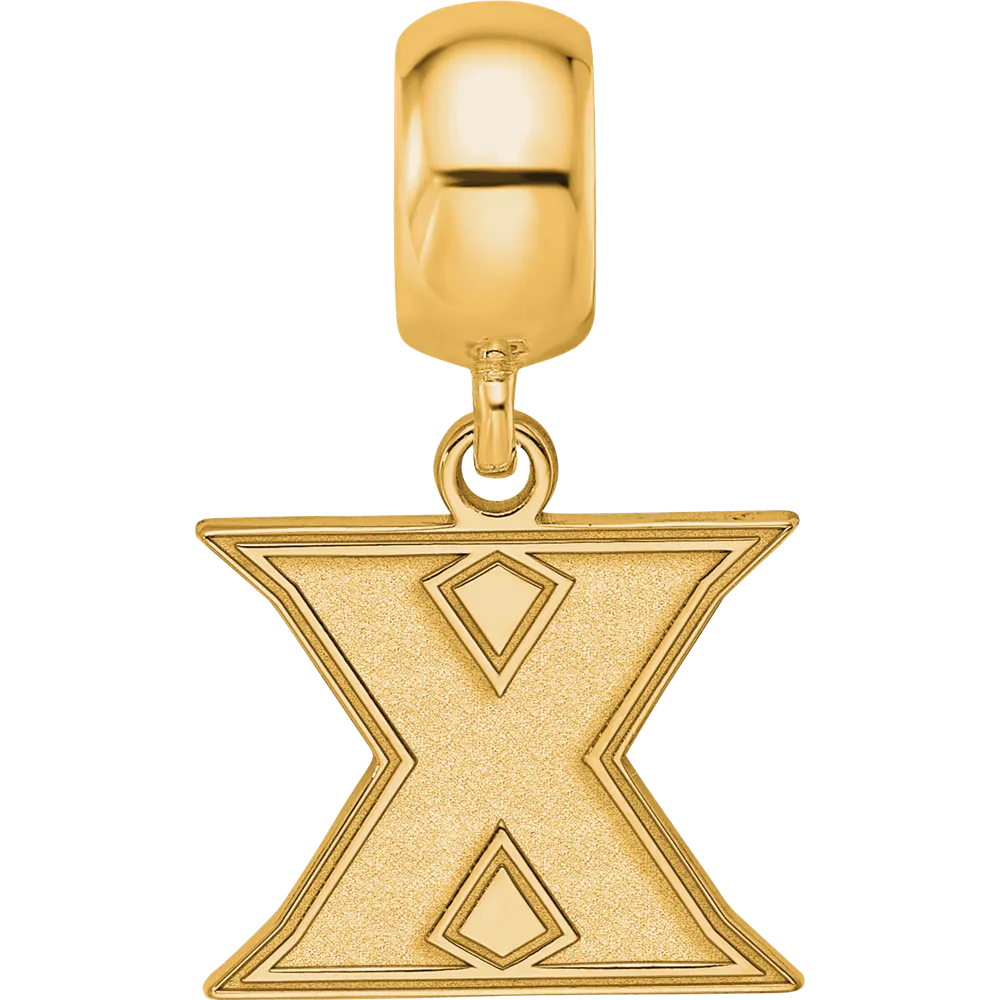 Sterling Silver Gold-plated LogoArt Xavier University Letter X Small Dangle Bead Charm