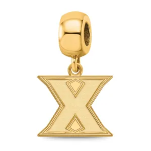 Sterling Silver Gold-plated LogoArt Xavier University Letter X Small Dangle Bead Charm