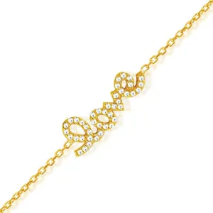 Sterling Silver GP LOVE Inscription Bracelet Yellow or Rose Plate