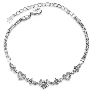 Sterling Silver Heart Charm Bracelet
