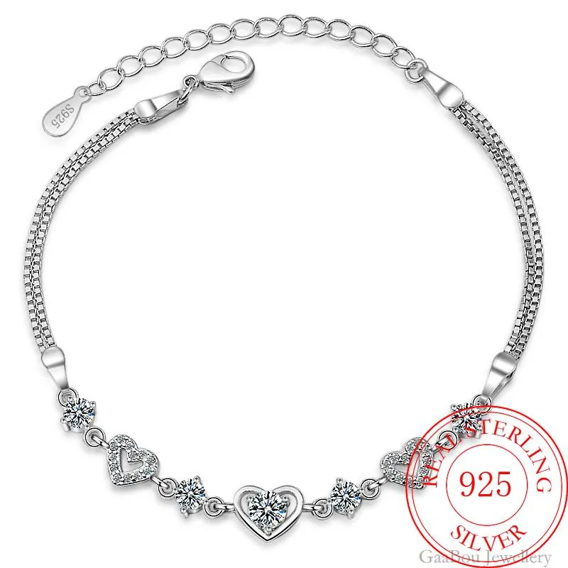 Sterling Silver Heart Charm Bracelet