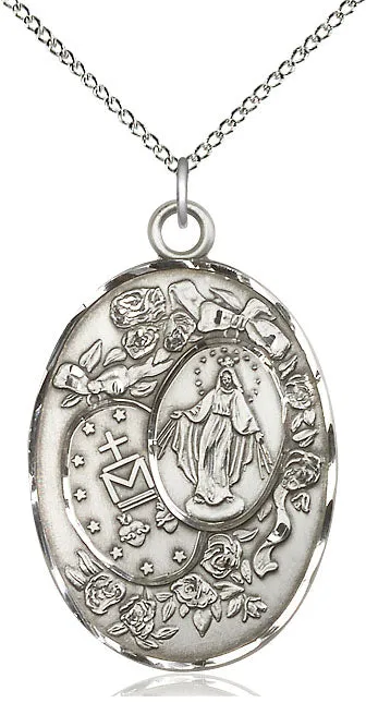 Sterling Silver Miraculous Pendant on a Sterling Silver Chain