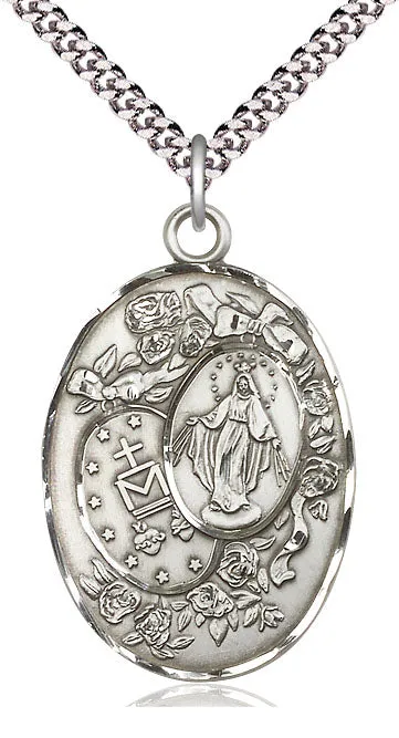 Sterling Silver Miraculous Pendant on a Sterling Silver Chain