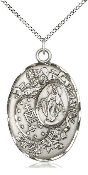 Sterling Silver Miraculous Pendant on a Sterling Silver Chain