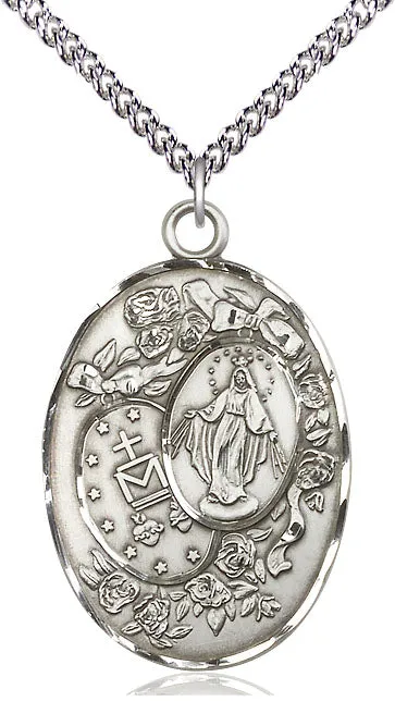Sterling Silver Miraculous Pendant on a Sterling Silver Chain