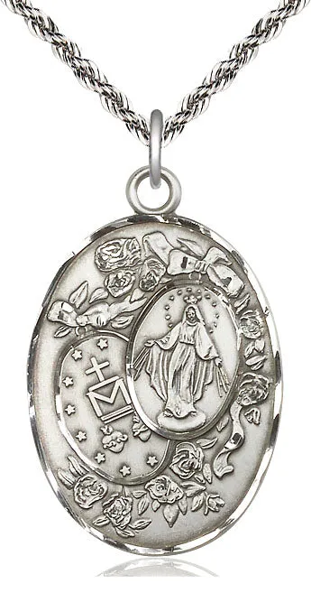 Sterling Silver Miraculous Pendant on a Sterling Silver Chain