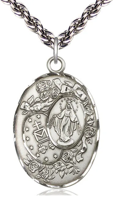 Sterling Silver Miraculous Pendant on a Sterling Silver Chain