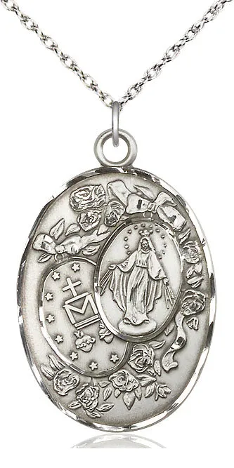 Sterling Silver Miraculous Pendant on a Sterling Silver Chain