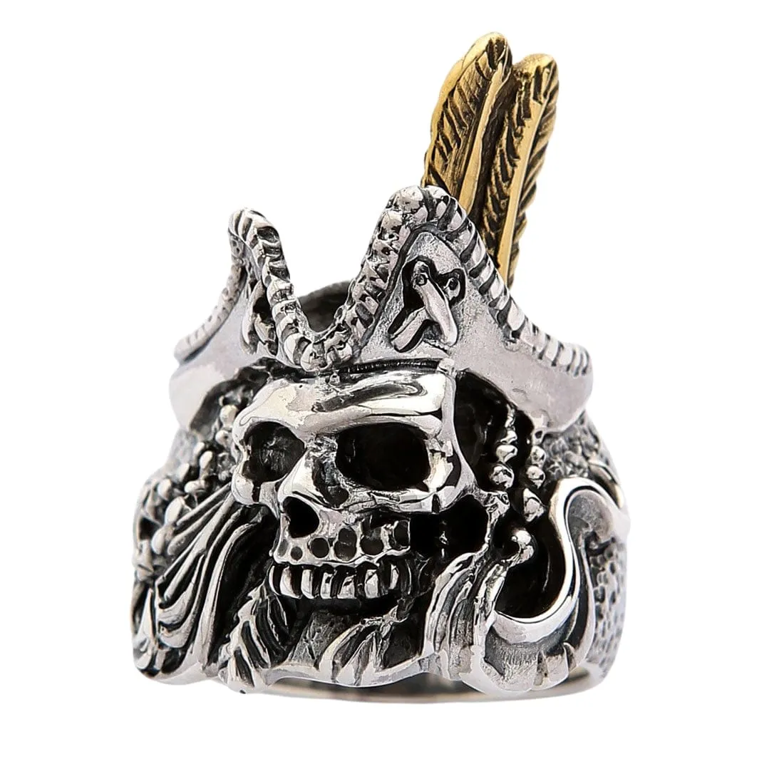 Sterling Silver Pirate Skull Mens Ring