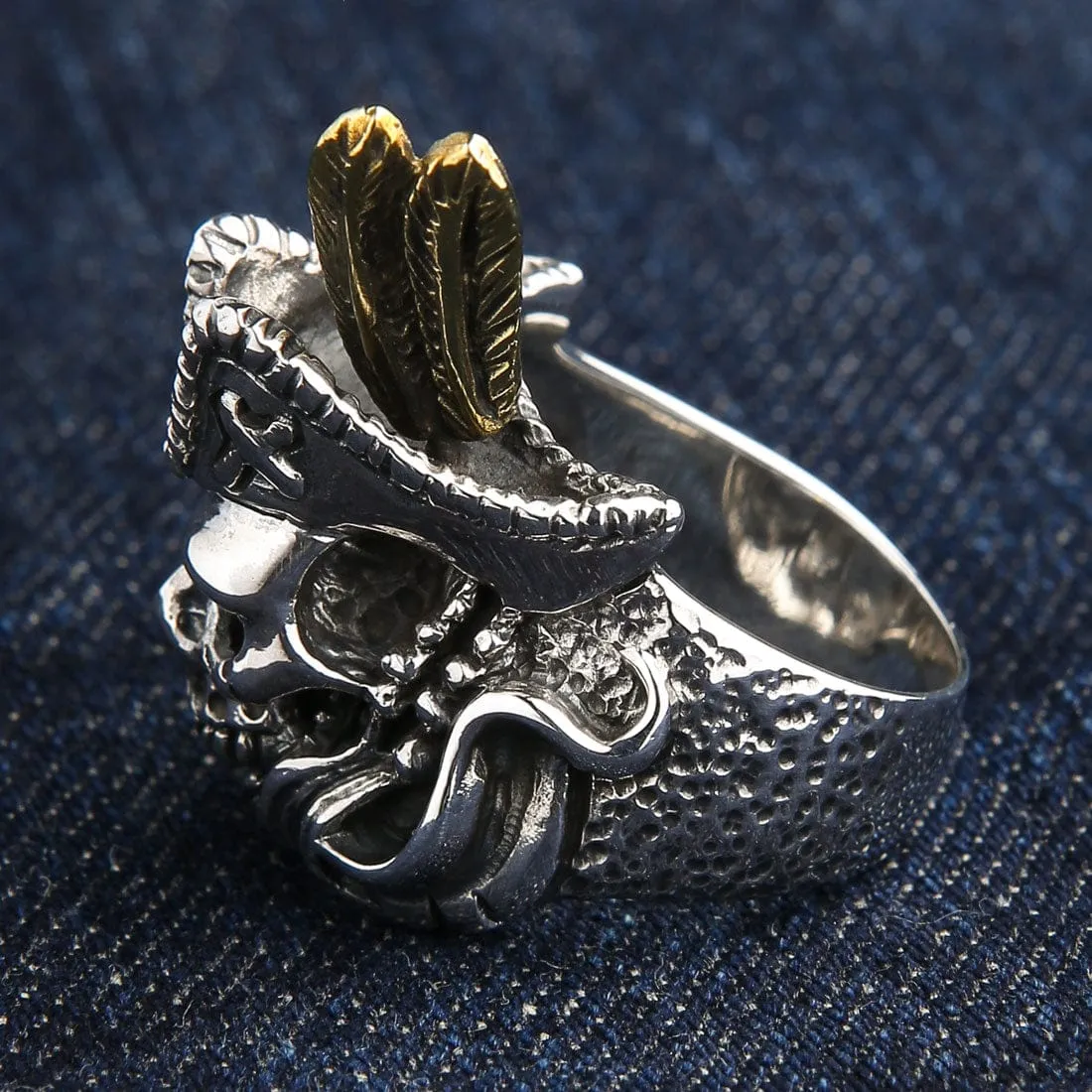 Sterling Silver Pirate Skull Mens Ring