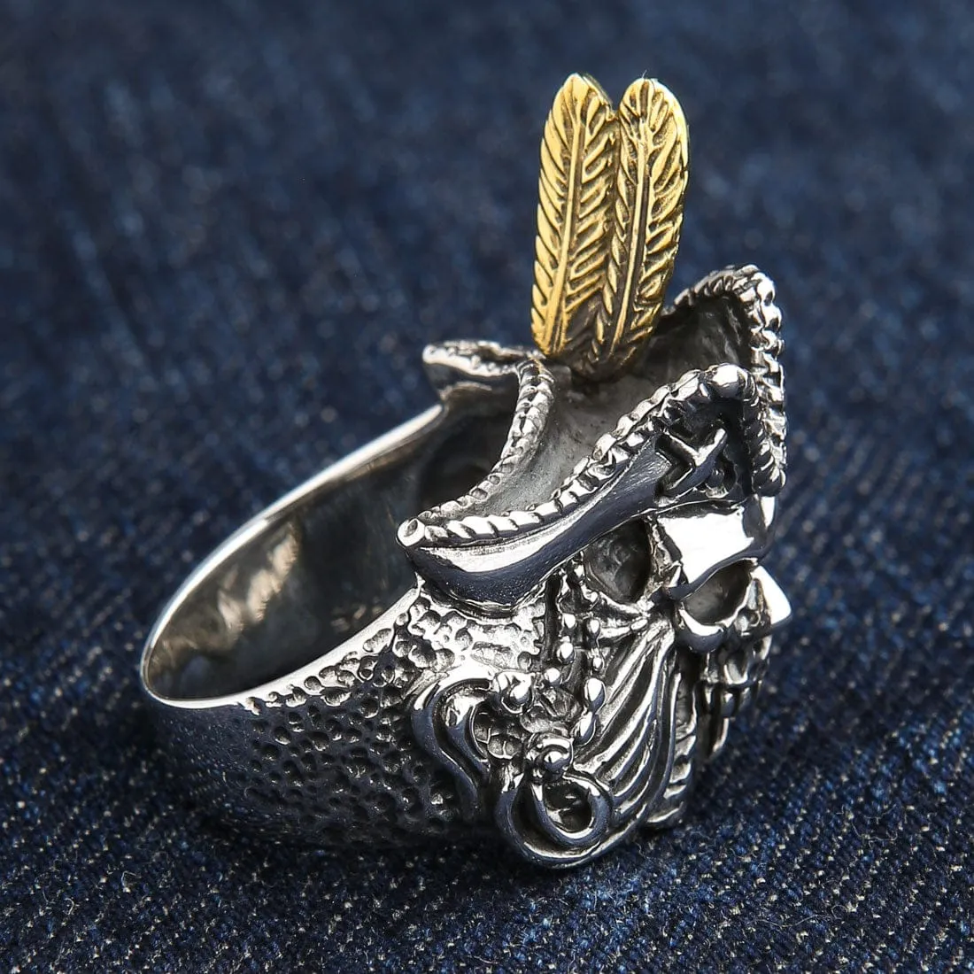 Sterling Silver Pirate Skull Mens Ring