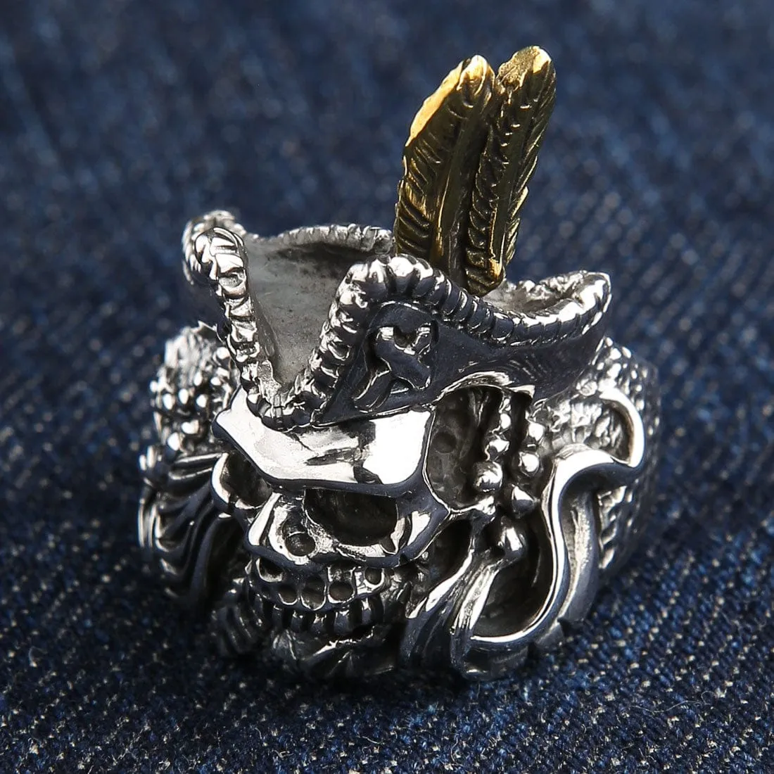 Sterling Silver Pirate Skull Mens Ring