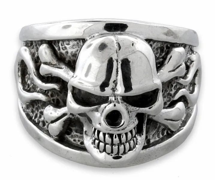 Sterling Silver Poison Skull with Fire Ring