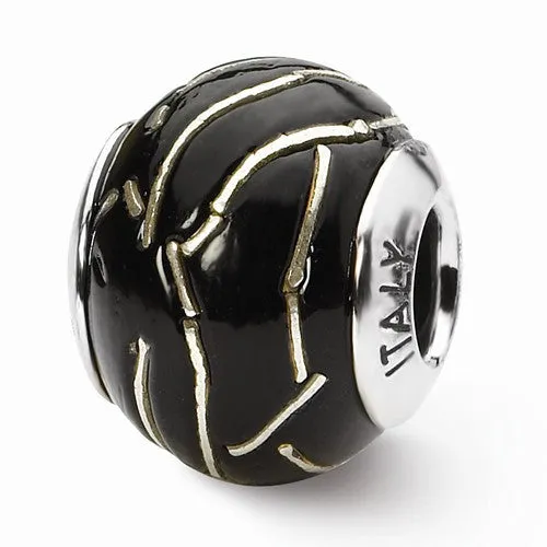 Sterling Silver Reflections Black/Silver Italian Murano Bead