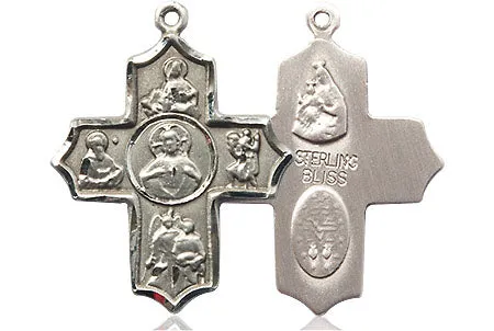 Sterling Silver Sacred Heart 5-Way Pendant on a Sterling Silver Chain