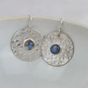 Sterling Silver Shield Earrings Labradorite