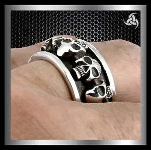Sterling Silver Skull Biker Spin Ring