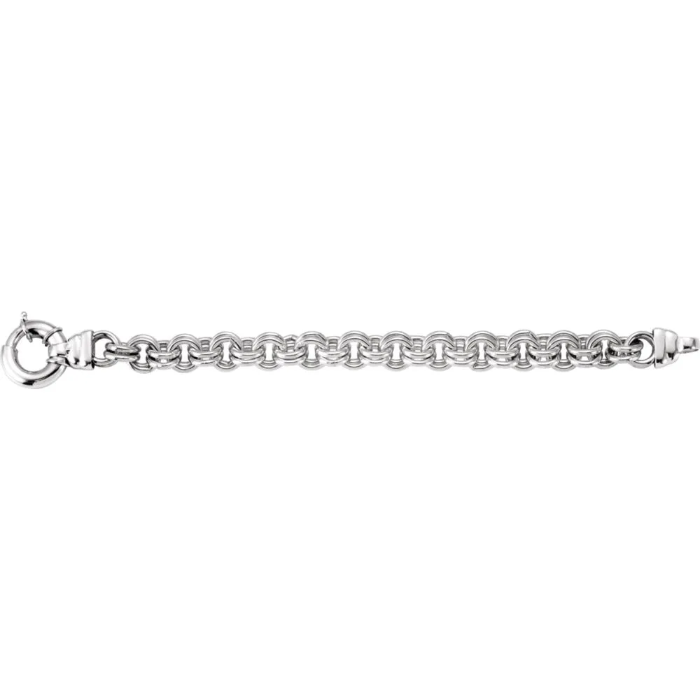 Sterling Silver Solid Double Cable 8" Bracelet