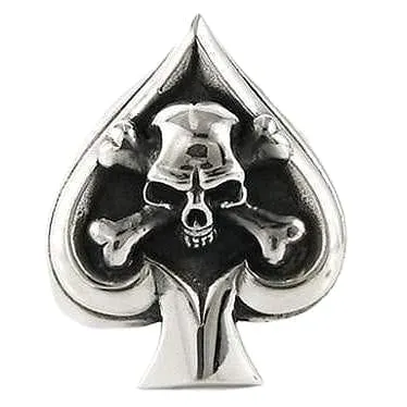 Sterling Silver Spade Crossbone Skull Ring