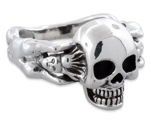 Sterling Silver Woman Holding Skull Ring