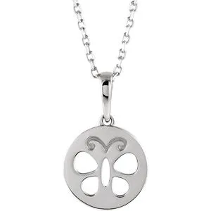 Sterling Silver Youth Butterfly Disc 15" Necklace