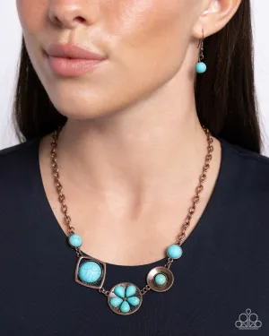Stony Someday - Copper - Turquoise Stone Paparazzi Short Necklace