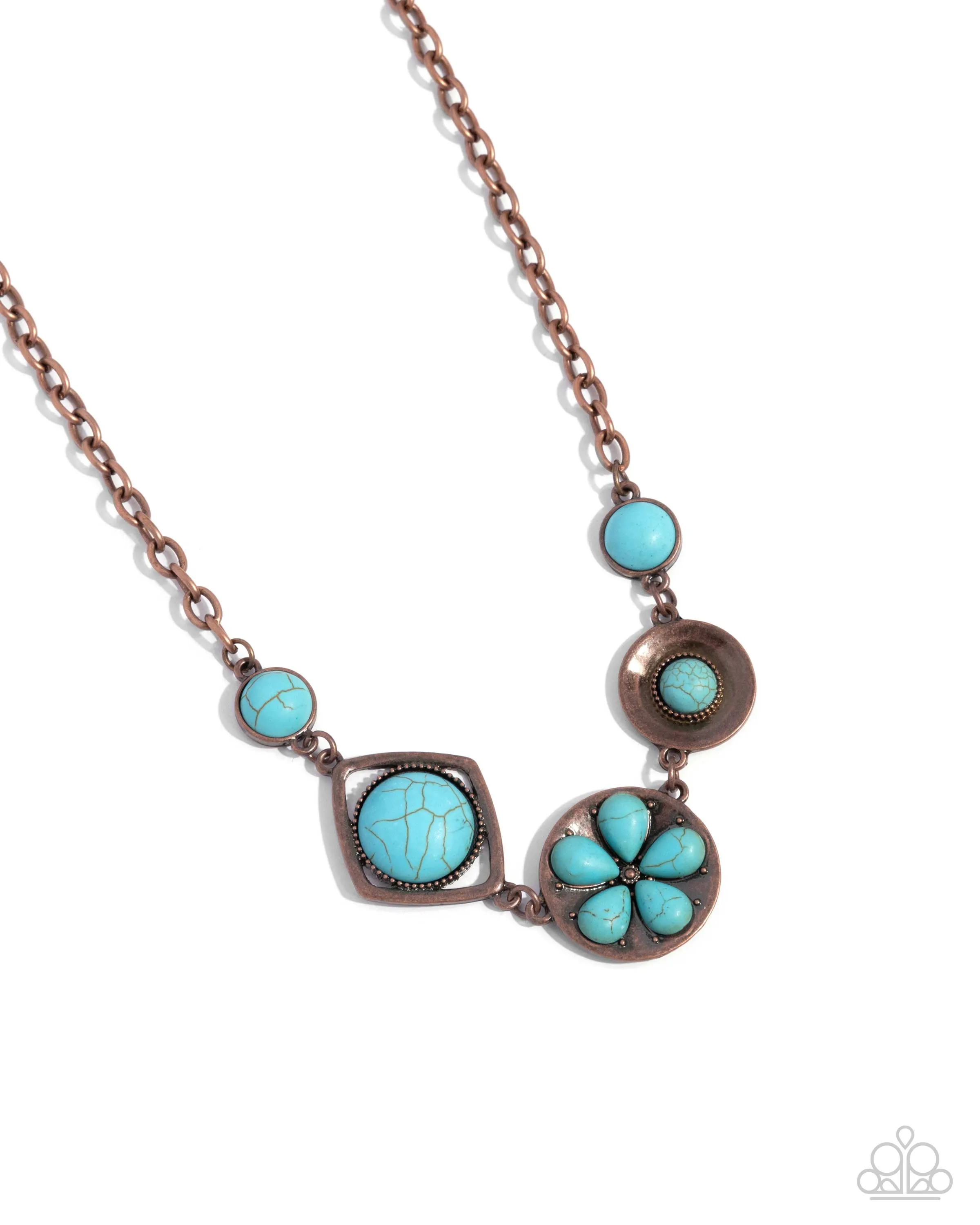Stony Someday - Copper - Turquoise Stone Paparazzi Short Necklace