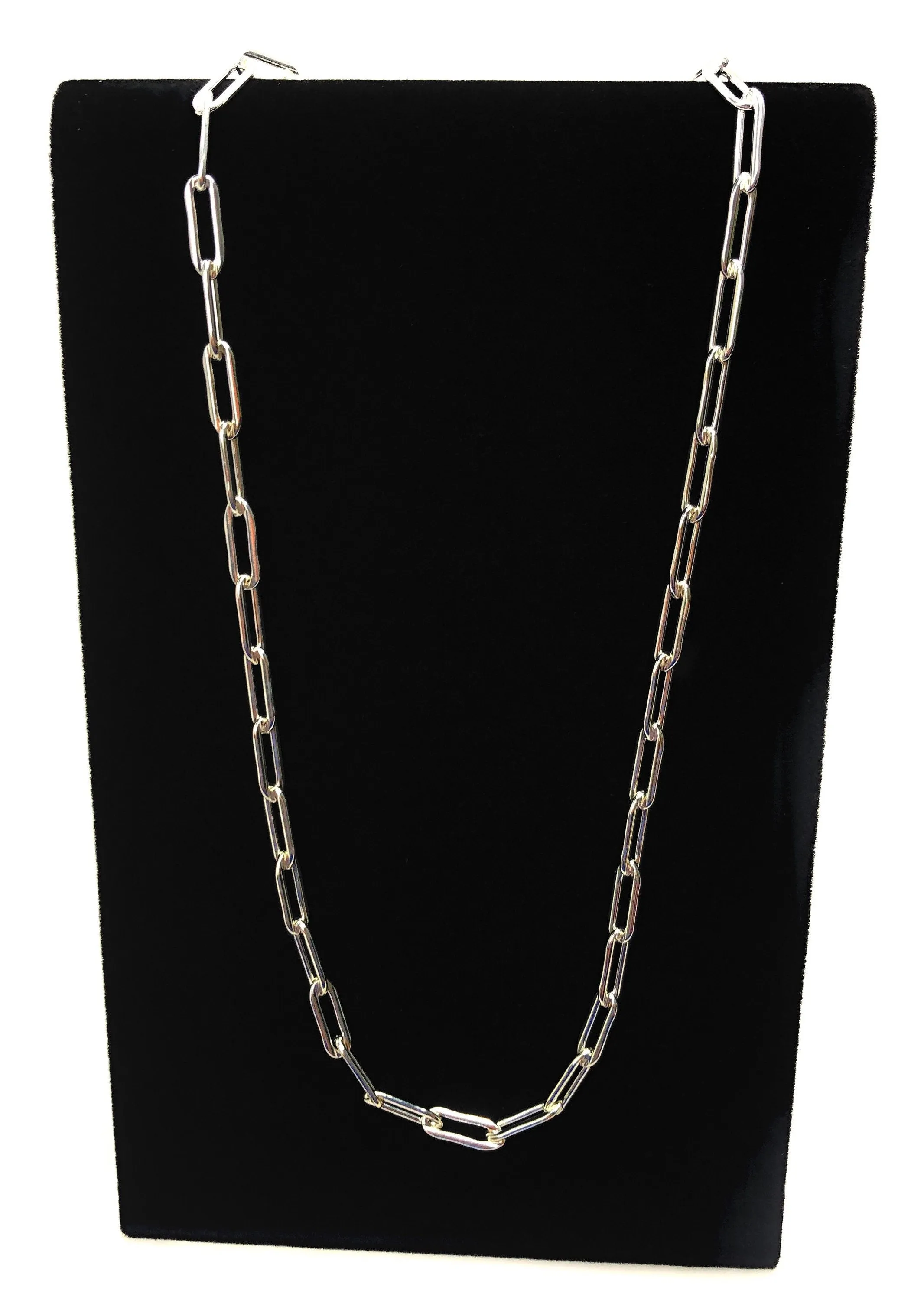 Stunning 20” paper clip Sterling Silver Chain 925 , Sku #SM35/LC-20”
