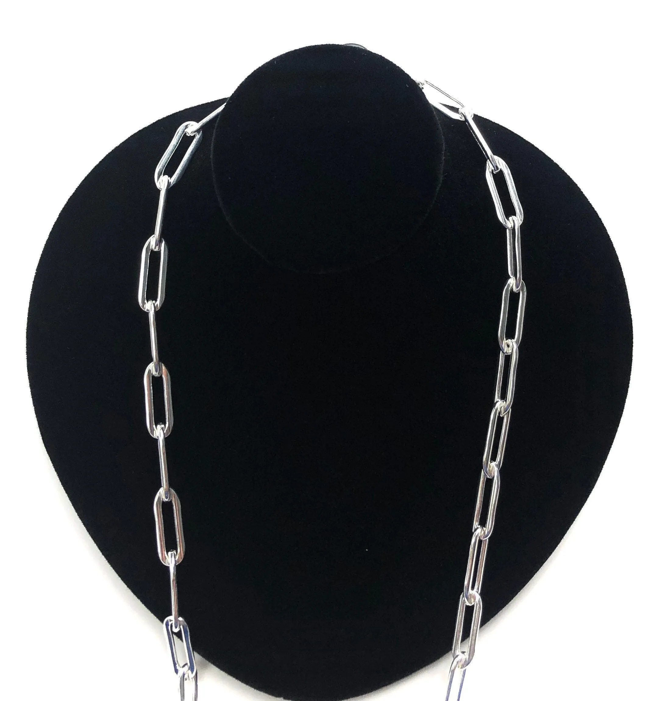 Stunning 20” paper clip Sterling Silver Chain 925 , Sku #SM35/LC-20”