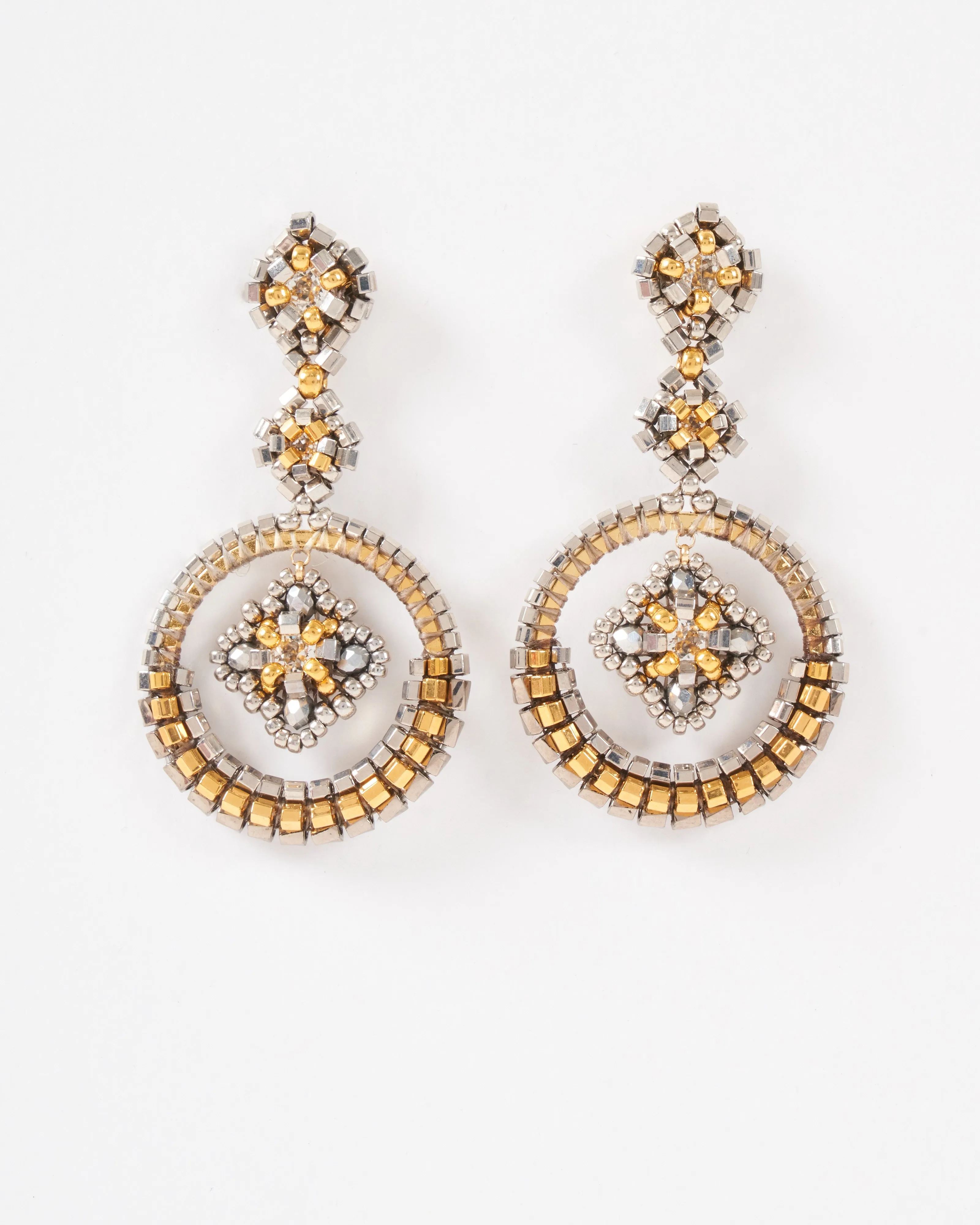 swarvoski and miyuki circular earrings