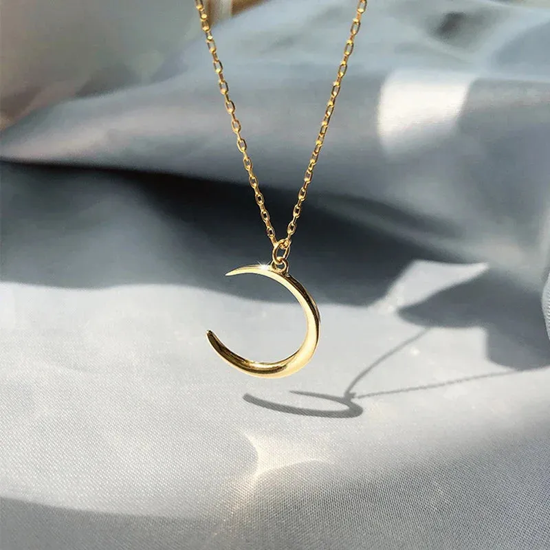 Sweet Moon Silver Plated Jewelry Temperament Crescent Clavicle Chain Pendant Necklaces
