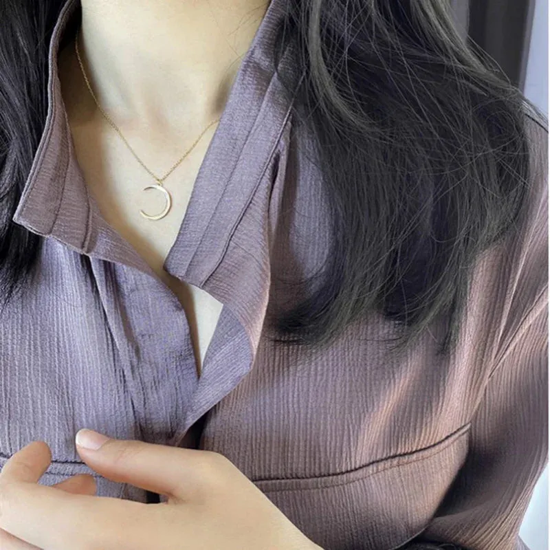 Sweet Moon Silver Plated Jewelry Temperament Crescent Clavicle Chain Pendant Necklaces