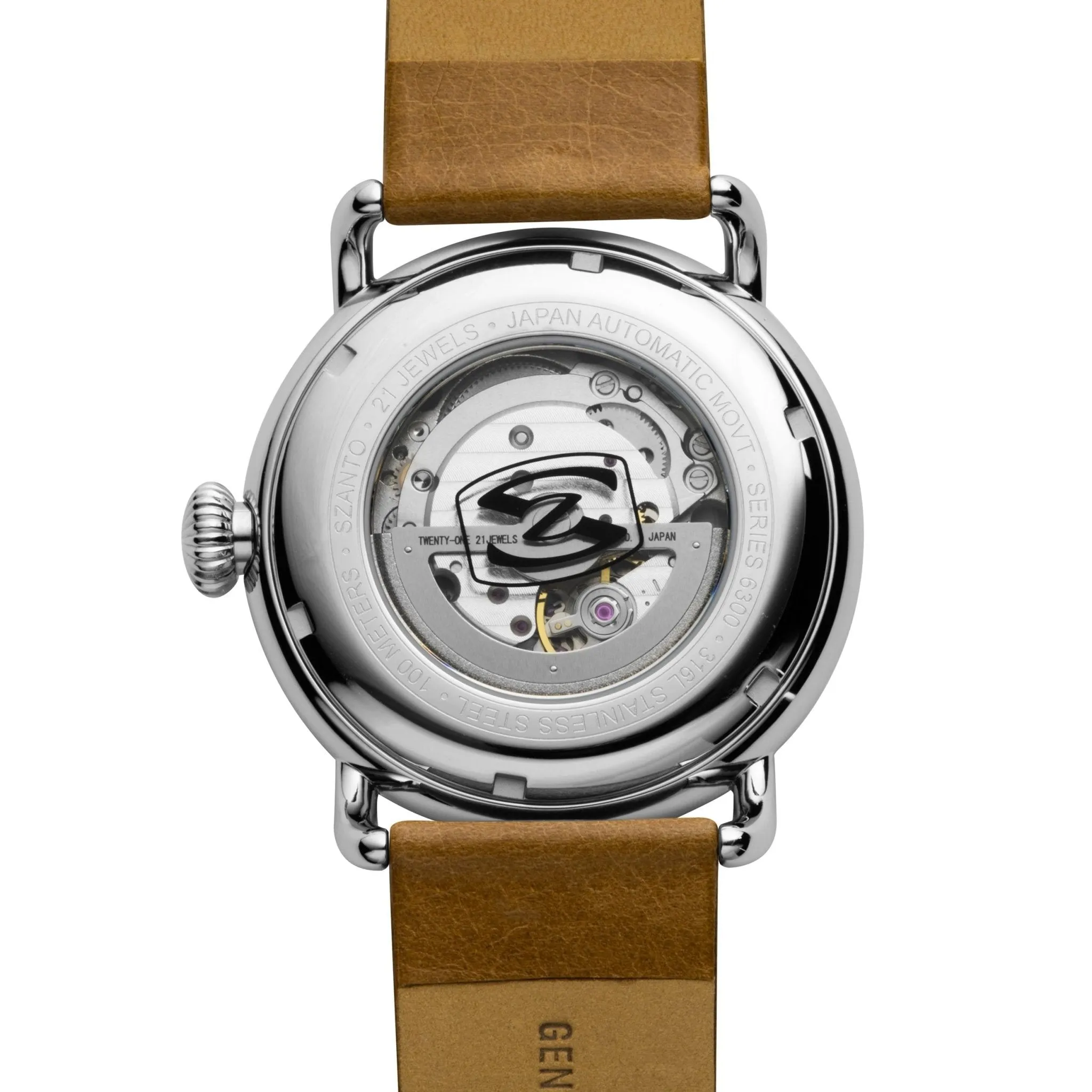 Szanto Officer's Classic Automatic Silver Brown