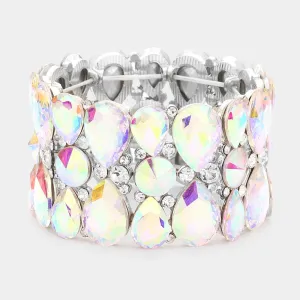 Teardrop and Round AB Crystal Stretch Bracelet  | 464249