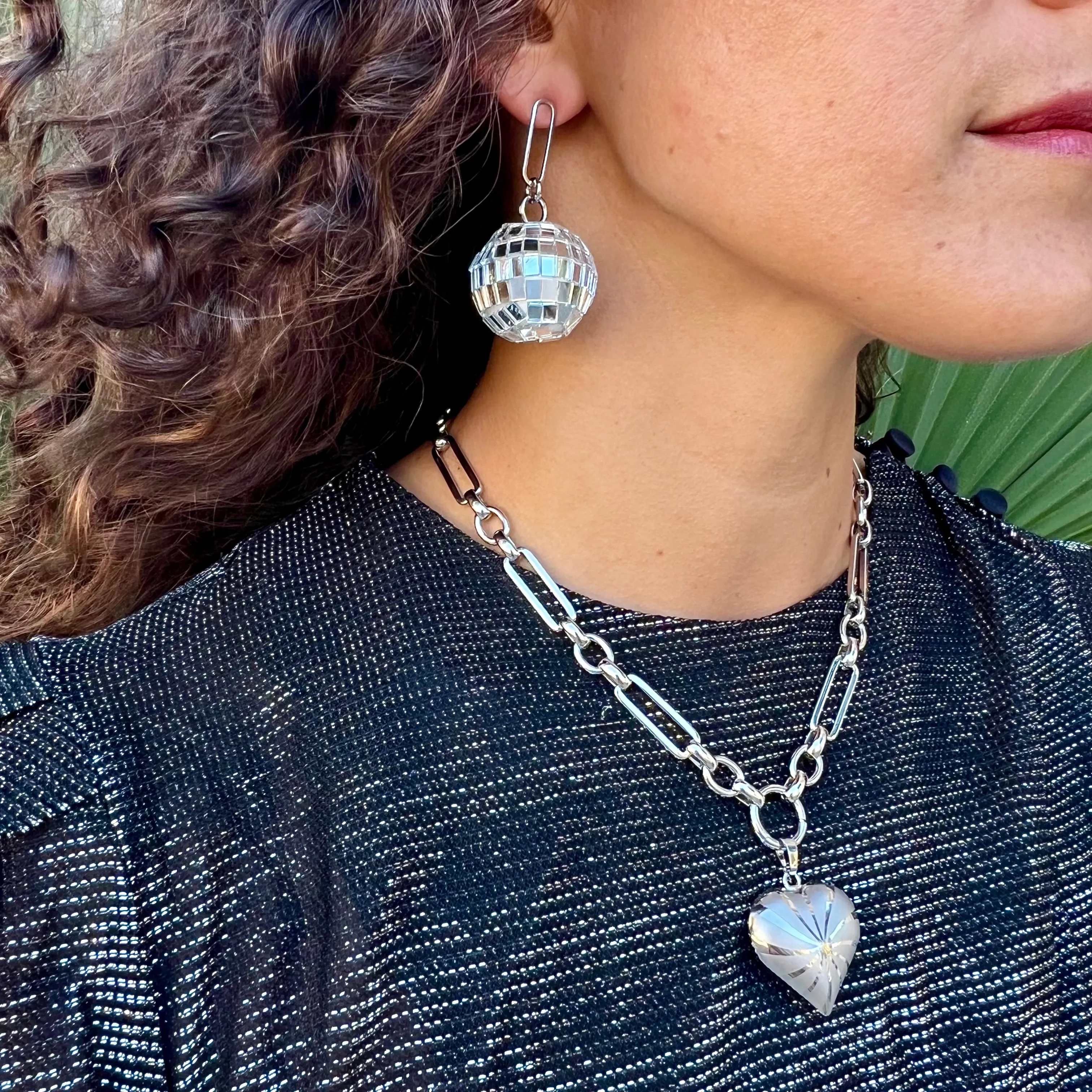Thick Chain with Silver Puff Heart