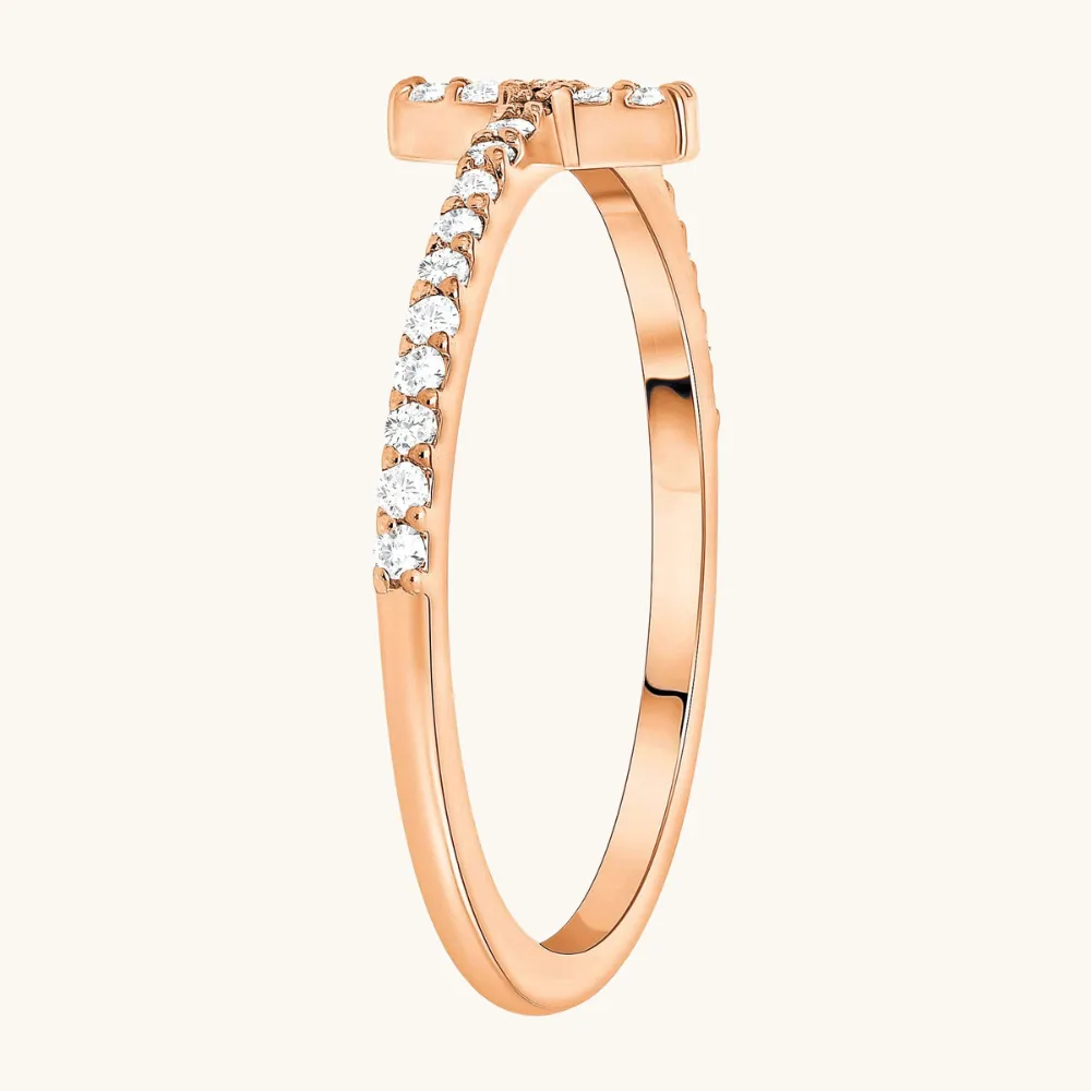 Thin Diamond Cross Ring
