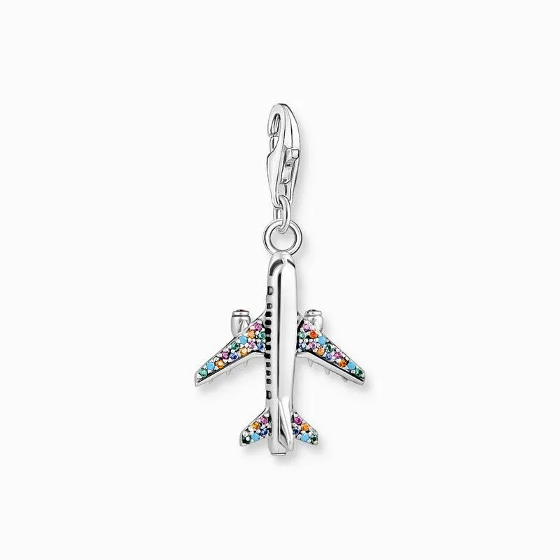Thomas Sabo Charm Pendant With Colourful Aeroplane Silver