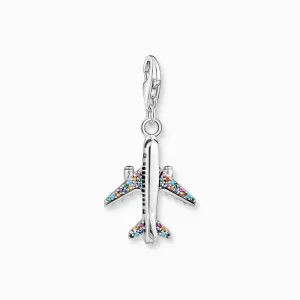 Thomas Sabo Charm Pendant With Colourful Aeroplane Silver