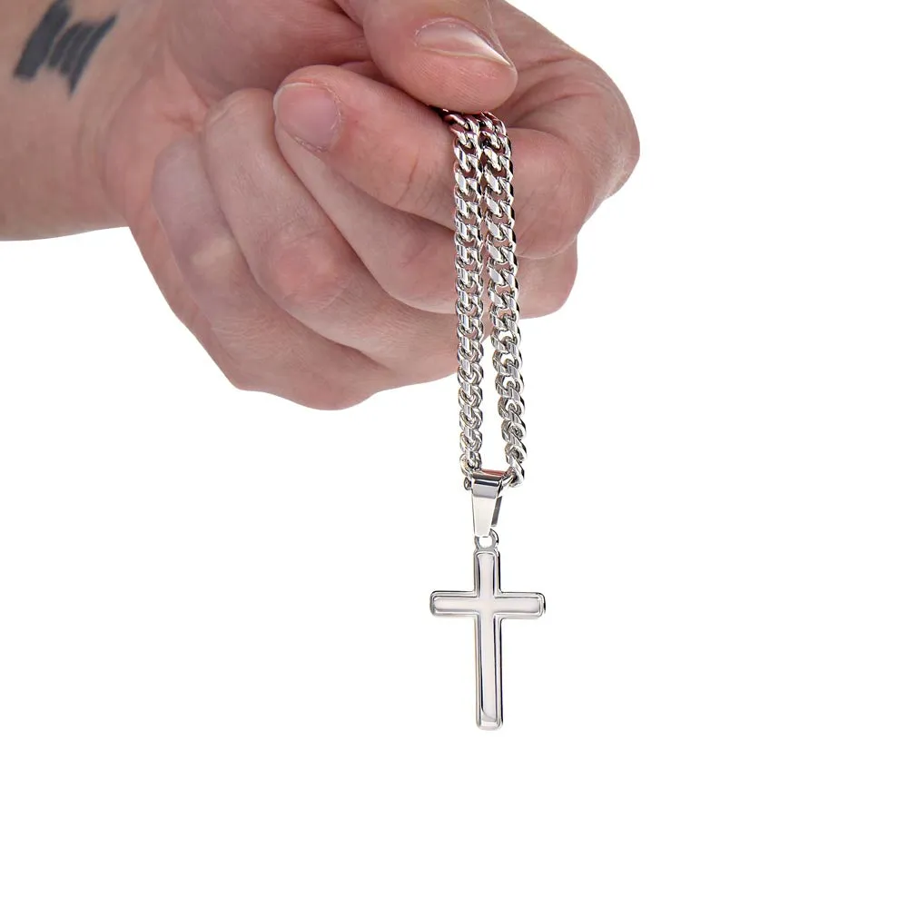 To My Son , Cross Necklace , Son Gift from Dad , Son Gift , Cuban chain, Lion Dad , Meaningful Message
