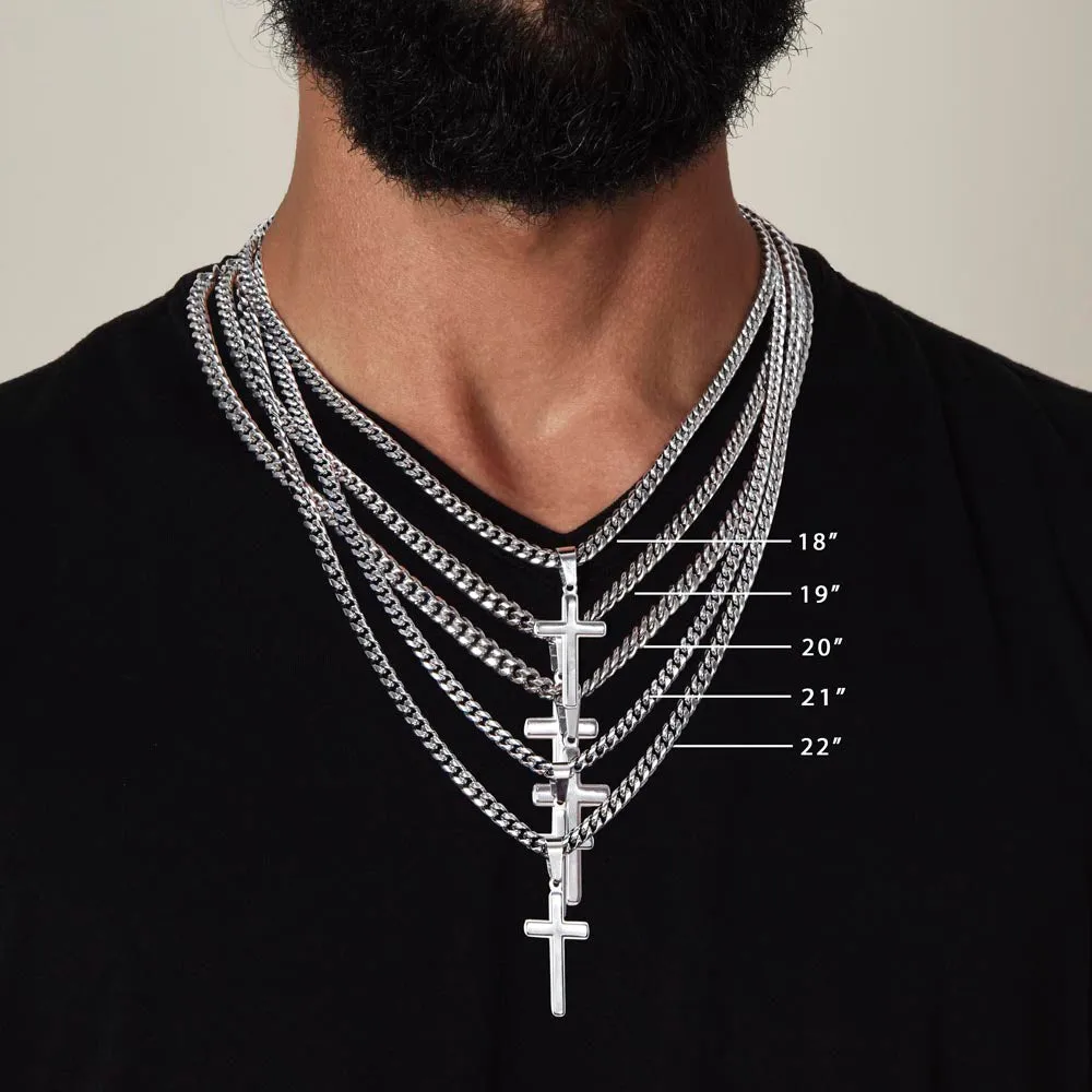 To My Son , Cross Necklace , Son Gift from Dad , Son Gift , Cuban chain, Lion Dad , Meaningful Message