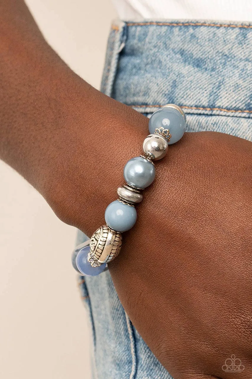 Tonal Takeover Beads Pearls White Rhinestones Paparazzi Stretchy Bracelet