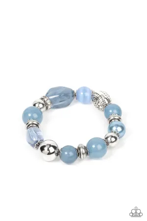Tonal Takeover Beads Pearls White Rhinestones Paparazzi Stretchy Bracelet