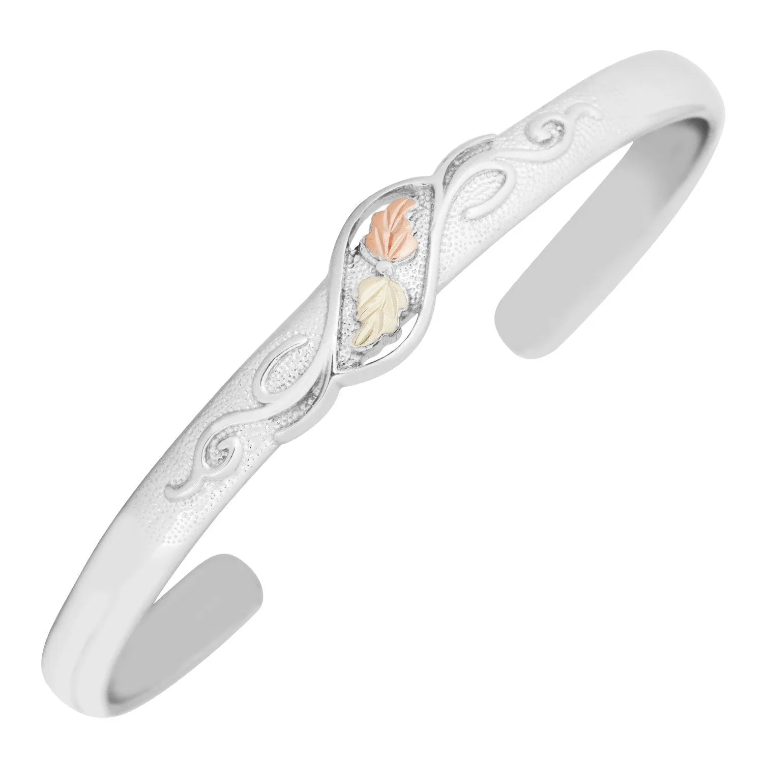 Traditional Bangle - Sterling Silver Black Hills Gold Bracelet