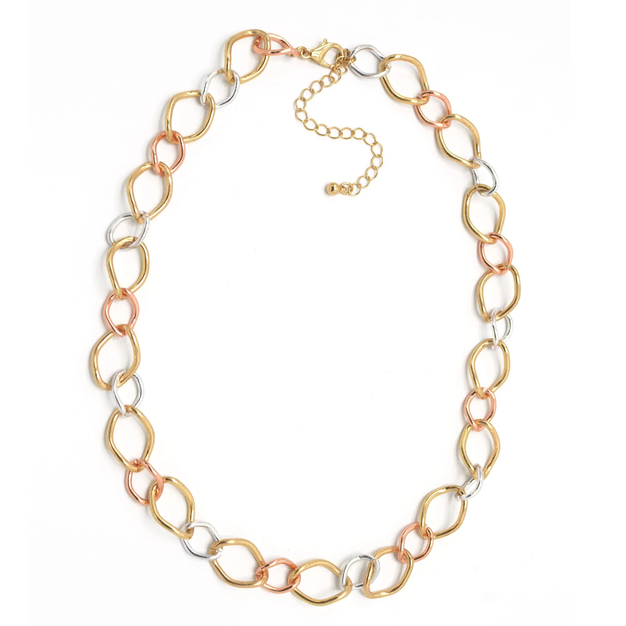 TRI TONE THICK LINK CHAIN NECKLACE #SQGN20010914TR(KD9)